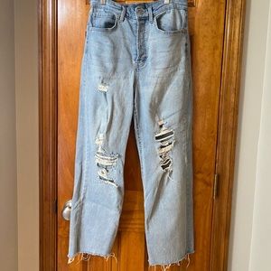 12 inch Super-High Rise Distressed Straight Leg